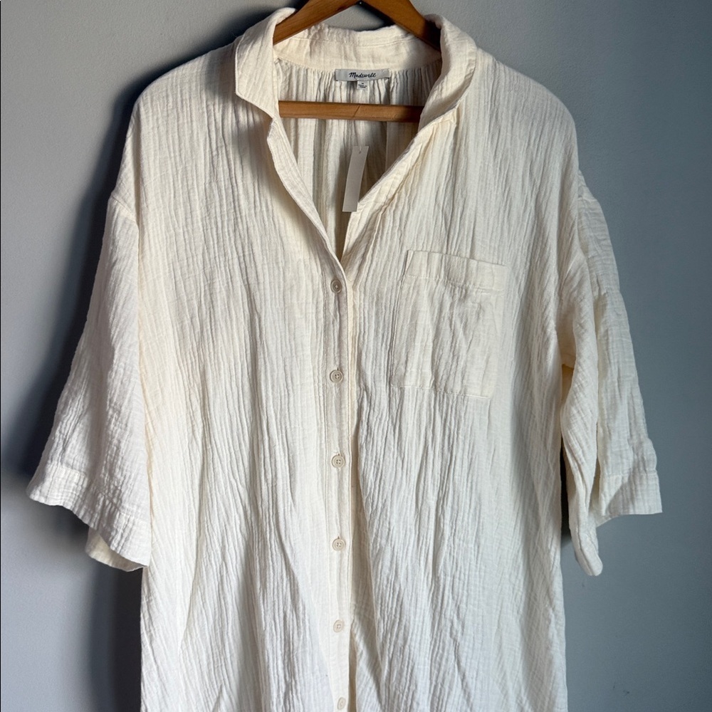 NEW Madewell Lightestspun Cover-Up Maxi Shirtdress Medium - Picture 3 of 12